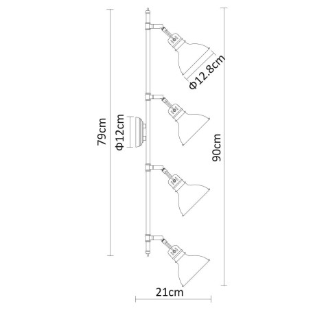 Схема с размерами Arte Lamp A1102PL-4AB