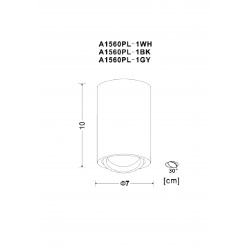 Схема с размерами Arte Lamp A1560PL-1WH