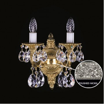 Бра Artglass SARKA II. NICKEL, 2xE14x40W, никель с белым, прозрачный, металл, стекло