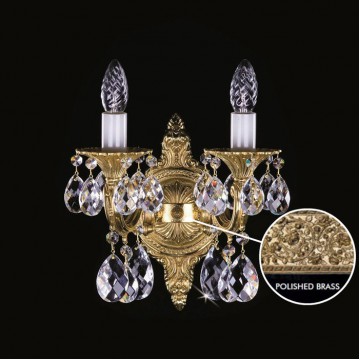 Бра Artglass SARKA II. POLISHED CE, 2xE14x40W, золото с белым, прозрачный, металл, хрусталь Artglass Crystal Exclusive