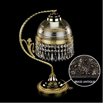 Настольная лампа Artglass SCARLETT BRASS ANTIQUE CE, 1xE14x60W, бронза, прозрачный с бронзой, бронза с прозрачным, прозрачный, металл, стекло с металлом, хрусталь Artglass Crystal Exclusive