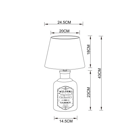 Схема с размерами Arte Lamp A4272LT-1GY