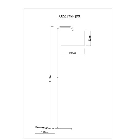 Схема с размерами Arte Lamp A5024PN-1PB