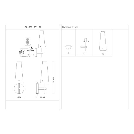 Схема с размерами ST Luce SL1209.301.01