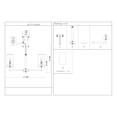 Схема с размерами ST Luce SL1171.303.06