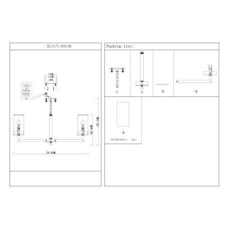 Схема с размерами ST Luce SL1171.303.08