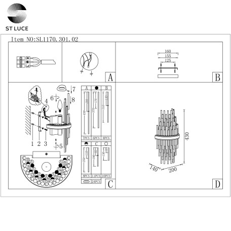 Схема с размерами ST Luce SL1628.301.02