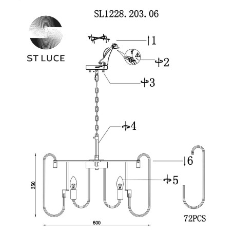 Схема с размерами ST Luce SL1228.203.06