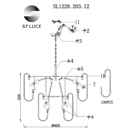 Схема с размерами ST Luce SL1228.203.12