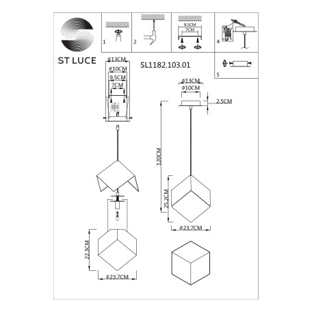 Схема с размерами ST Luce SL1182.203.01