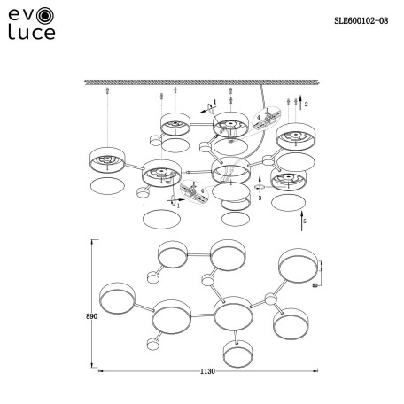 Схема с размерами Evoluce SLE600102-08