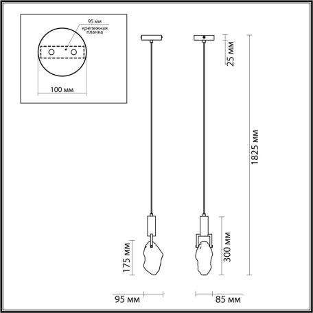 Схема с размерами Odeon Light 6695/5L