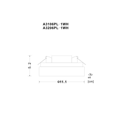 Схема с размерами Arte Lamp A3106PL-1WH