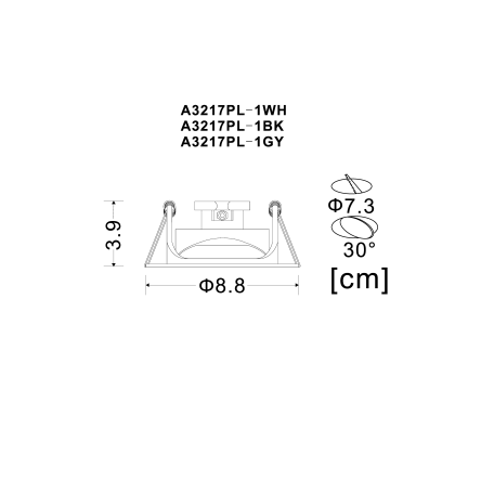 Схема с размерами Arte Lamp A3217PL-1WH