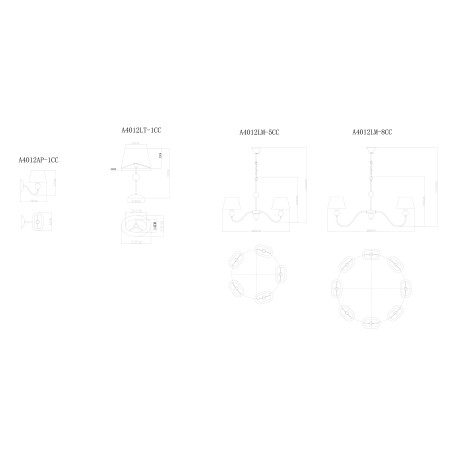 Схема с размерами Arte Lamp A4012AP-1CC