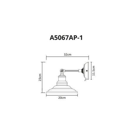 Схема с размерами Arte Lamp A5067AP-1WH