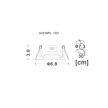 Схема с размерами Arte Lamp A3219PL-1GY