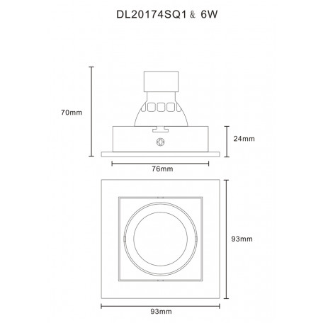 Схема с размерами Donolux DL20174SQ1B