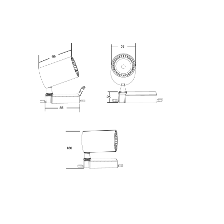 Схема с размерами Maytoni TR003-1-6W4K-M-W