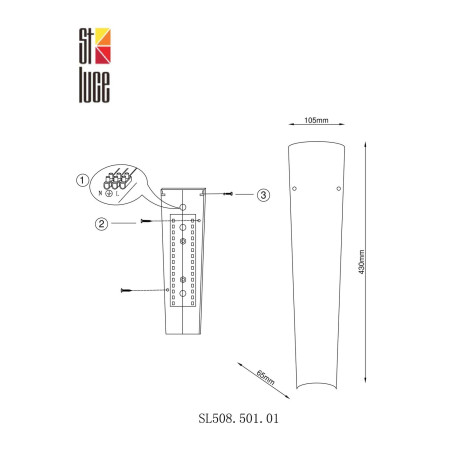 Схема с размерами ST Luce SL508.501.01