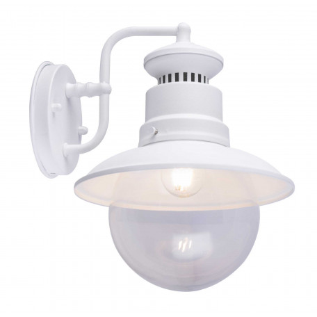 Настенный фонарь Globo Sella 3272W, IP44, 1xE27x60W, белый, прозрачный, металл, металл со стеклом