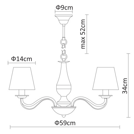 Схема с размерами Arte Lamp A9368LM-5AB