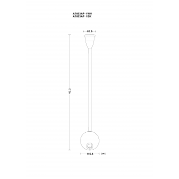 Схема с размерами Arte Lamp A7603AP-1WH