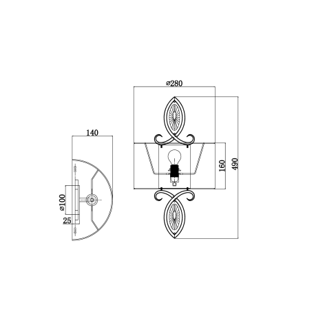 Схема с размерами Maytoni H006WL-01G