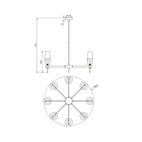 Схема с размерами Maytoni H002PL-08G