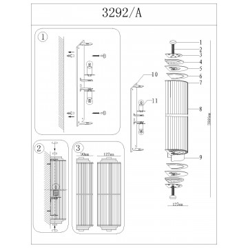 Схема с размерами Newport 3292/T nickel