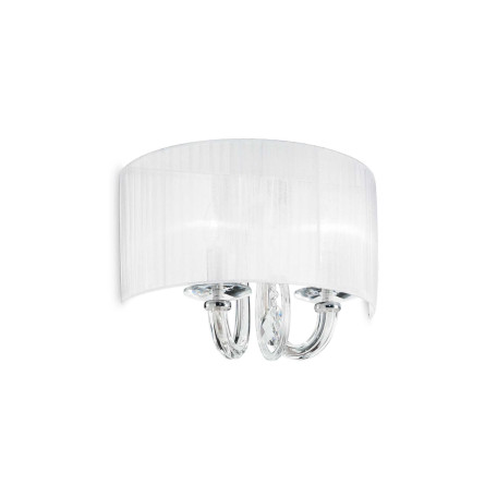 Бра Ideal Lux SWAN AP2 BIANCO 035864, 2xE14x40W, прозрачный, белый, стекло, текстиль, хрусталь