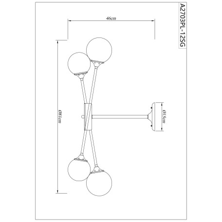 Схема с размерами Arte Lamp A2703PL-12SG