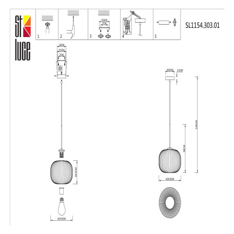 Схема с размерами ST Luce SL1154.303.01