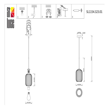 Схема с размерами ST Luce SL1154.323.01