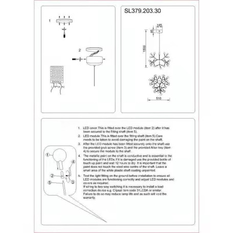 Схема с размерами ST Luce SL379.203.30