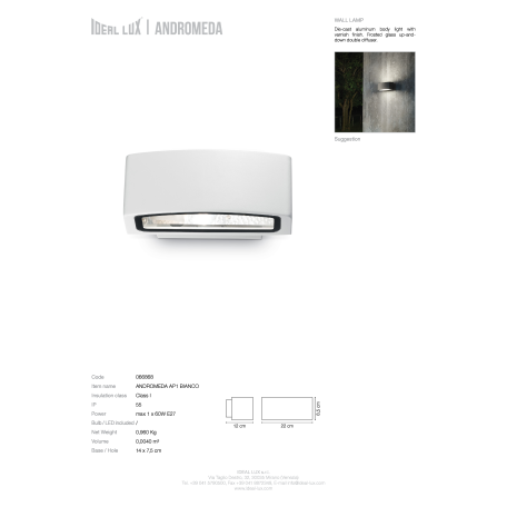 Схема с размерами Ideal Lux 066868