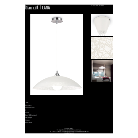 Схема с размерами Ideal Lux 068169