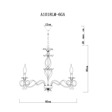 Схема с размерами Arte Lamp A1018LM-6GA