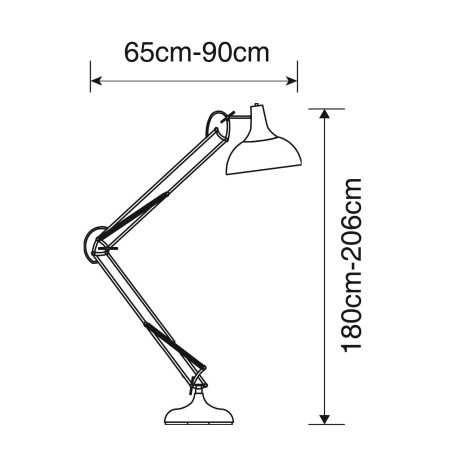 Схема с размерами Arte Lamp A2487PN-1BK